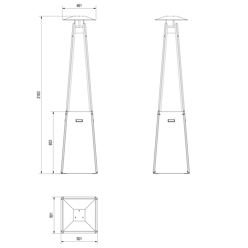 Dujinis lauko židinys KRATKI Umbrella juodas 4 Dujinis lauko židinys KRATKI Umbrella juodas 4