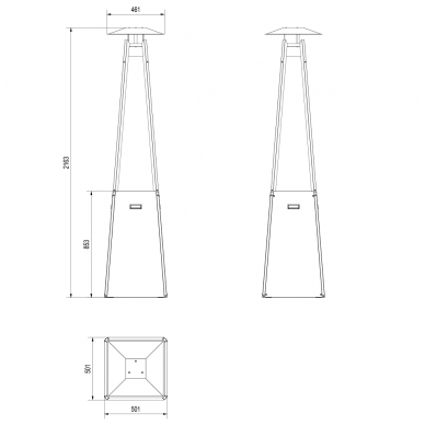 Dujinis lauko židinys KRATKI Umbrella juodas 4 Dujinis lauko židinys KRATKI Umbrella juodas 4