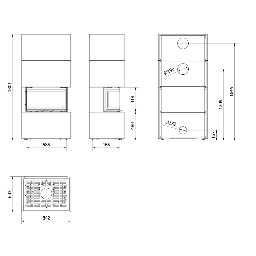 Krosnelė - židinys KRATKI HOME EASY BOX NBC7 juoda 4 Krosnelė - židinys KRATKI HOME EASY BOX NBC7 juoda 4