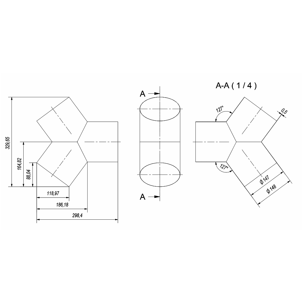 Ortakio trišakis KRATKI Y 150 1